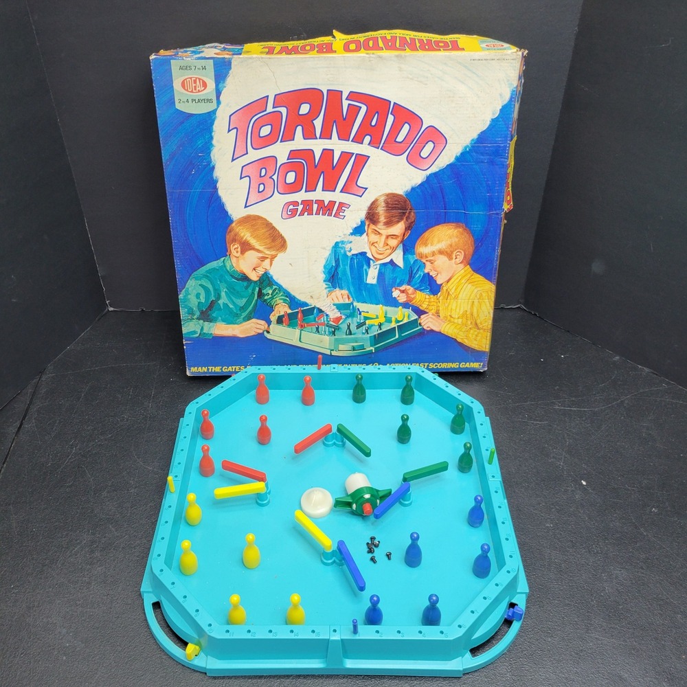 Vintage 1970 Ideal Tornado Bowl Game Action Skill Tabletop Toy Complete with Box